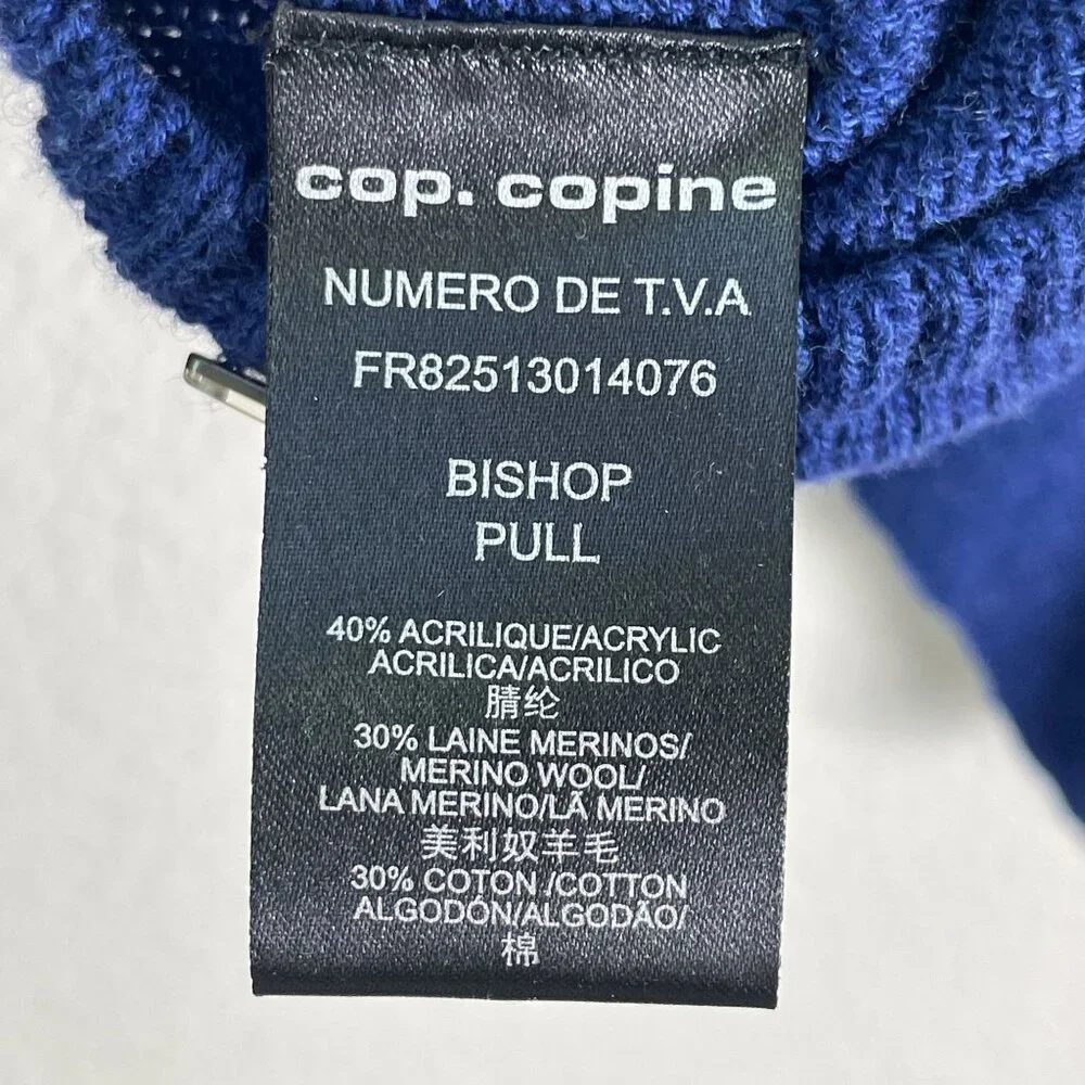 Cop.Copine Womens Medium Bishop Pullover Blue Sweater Dolman Sleeve Square Neck‎ - Picture 4 of 12